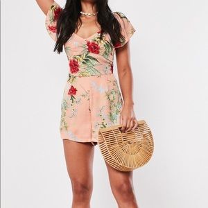 MISSGUIDED floral ruffle romper